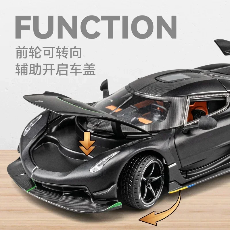 1:24 Jesko Supercar Alloy Die Cast Toy Car Model Sound and Light Pull Back Children\'s Toy Collectibles Birthday Gift