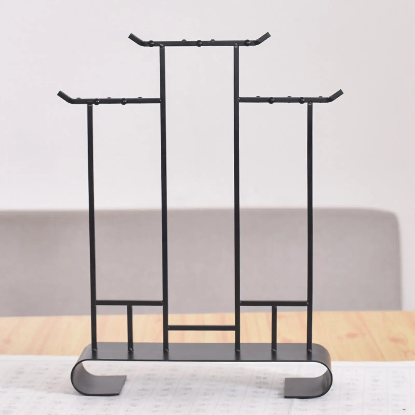 Iron Art Pen Stand for Calligraphy Brushes Drying Rack with Horizontal Rods for Studio Workspace