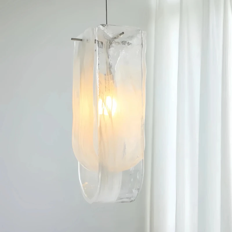 

Postmodern Cloud Glass Ceiling Hanging Lamp Curved Shape Chandelier Creative Restaurant Living Room Bedroom Study Pendant Light