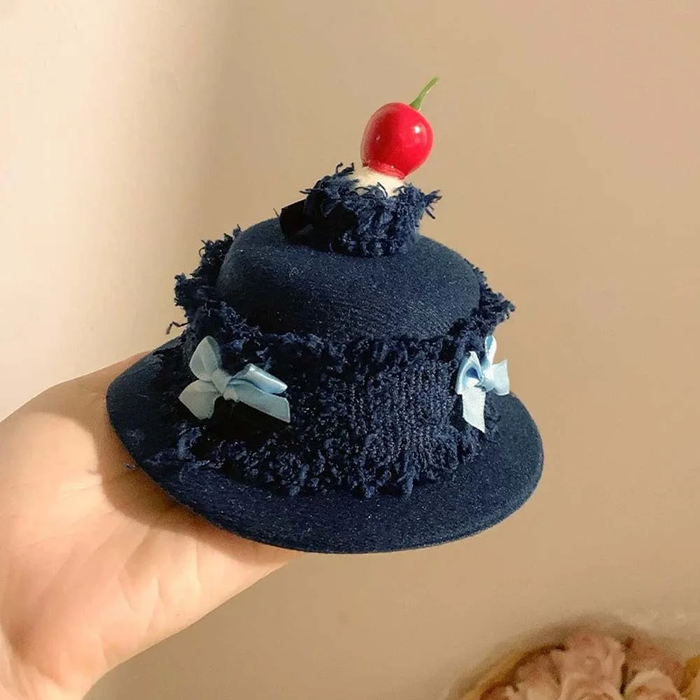 

Mini Hair Clip Denim Hat Korean Style Headdress Birthday Cake Hairpins Hat Polyester Alloy Cherry Top Hat Hair Clip Photography