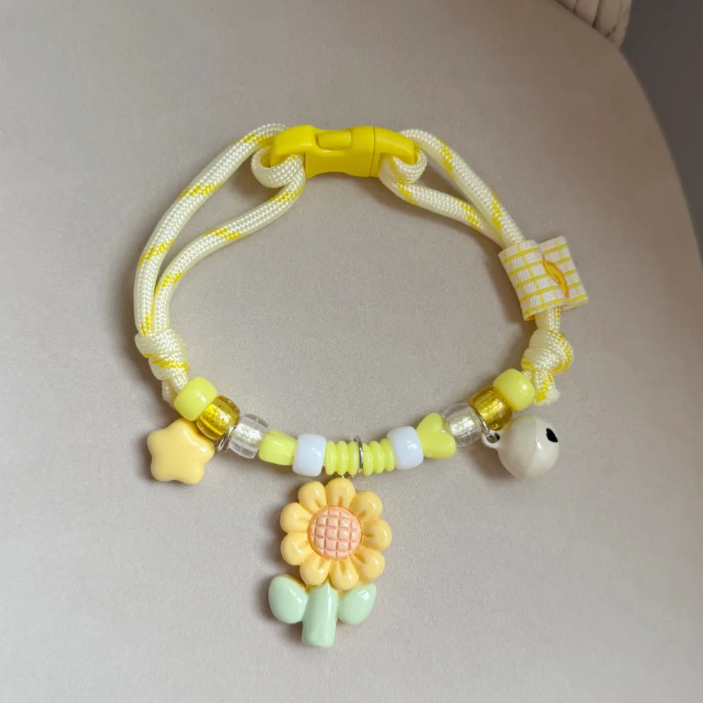 Cat and Dog Collars, Pet Neck Collars, Cute Little Flower Woven Ropes, Dopamine Color Scheme, Beagle Teddy Bear Decorations view 6