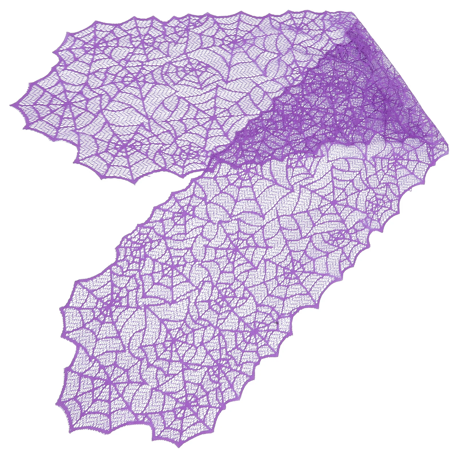 

Spider Web Lace Table Runner Halloween Decoration Purple Knitted Pattern Large Round and Irregular Shape for Party Dining Room