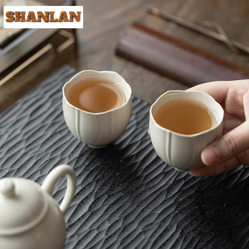 2 قطعة/الوحدة نبات الرماد زهرة برعم البتلة فنجان شاي زن وعاء الشاي زوج الشاي تذوق كوب شخصي Jianzhan ماستر أكواب طقم شاي الحرفية 80 مللي