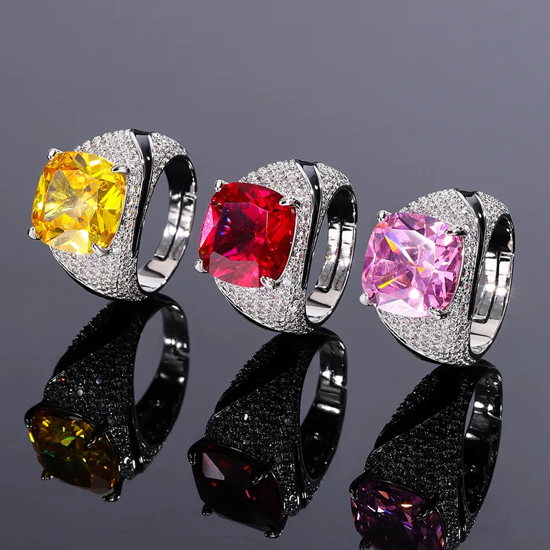 

Retro Luxury Wedding Ring Claw Inlaid Ruby Cubic Zircon Women's Jewelry Aesthetic Festive Gift Dance Party