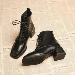 Platform Boots New 2025 Autumn Shoes for Women Fashion Double Zipper Strap High Heels Women's Motorcycle Ankle Boots Black Brown