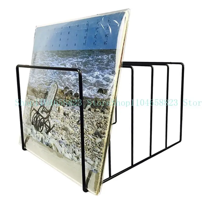 652F تخزين الحديد المعدني ل Record Rack Book Magzine Holder Desk Record Shelforgan