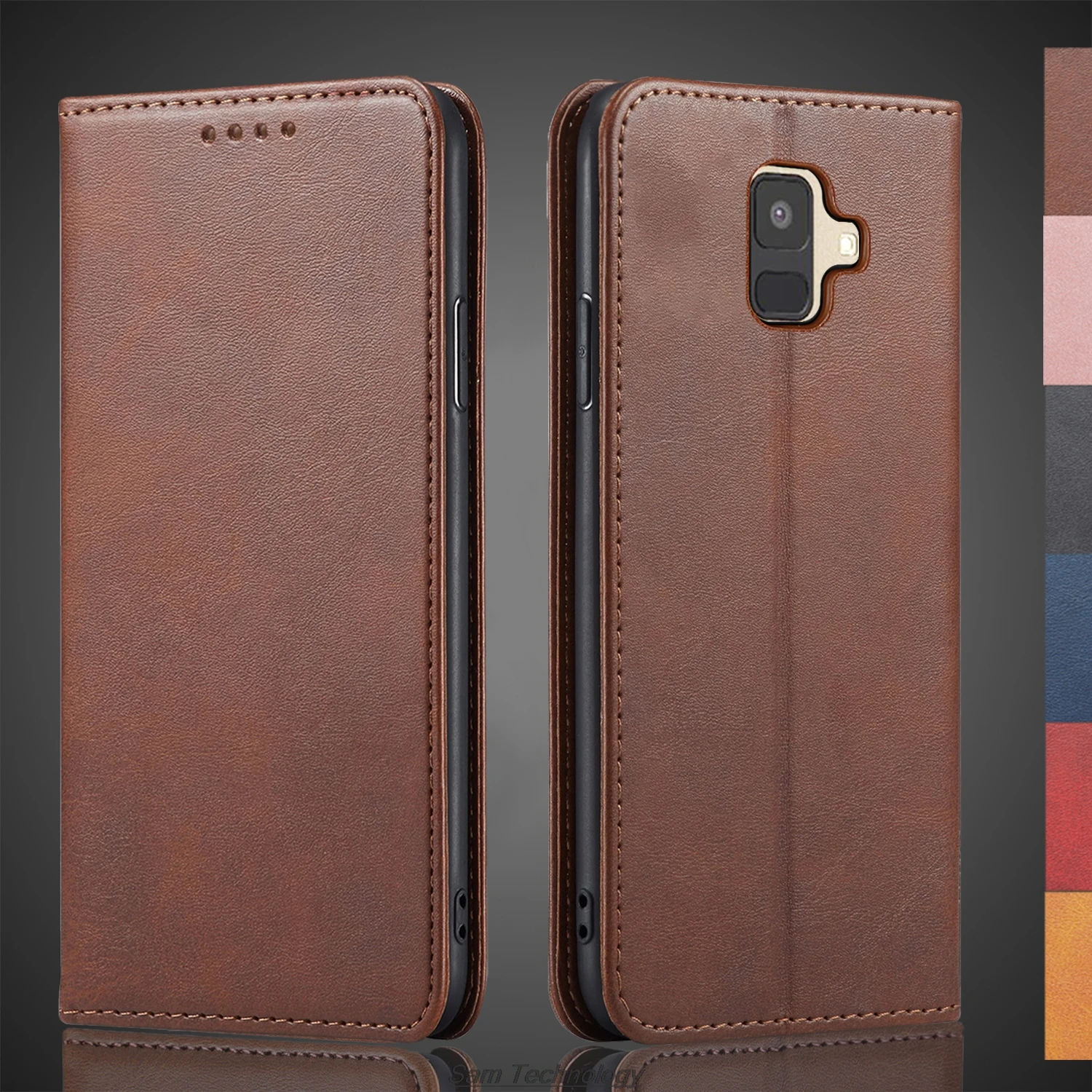 

Кожаный чехол с магнитным притяжением для Samsung Galaxy A6 2018, 5,6 дюйма, кобура с откидной крышкой, чехол-кошелек, сумки для телефона, Capa Fundas Coque