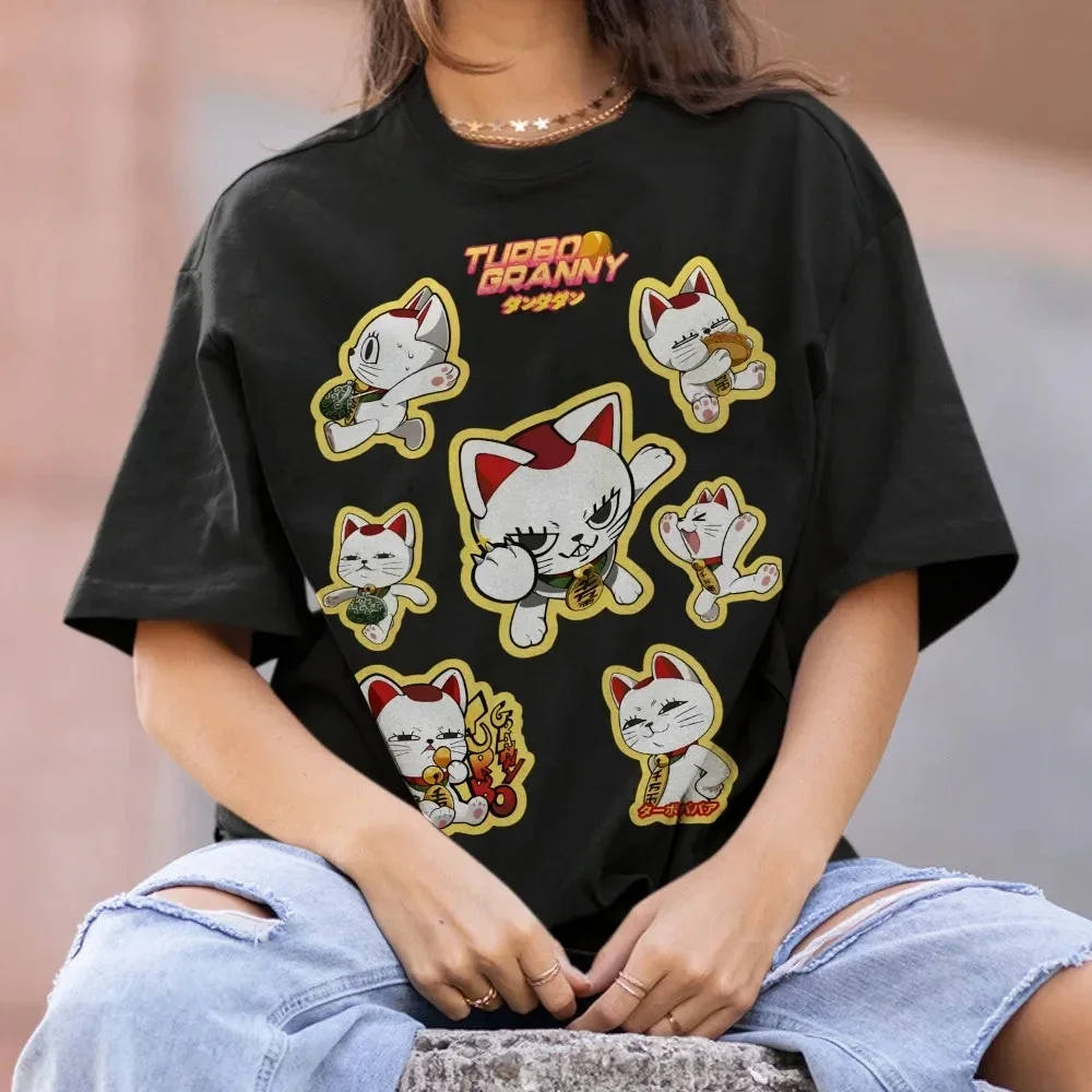 Dandadan T-Shirt Turbo Granny Crazy Cat Characters Japanese Text Print Men Women Oversized Loose Fit Comfort Trend Casual Style