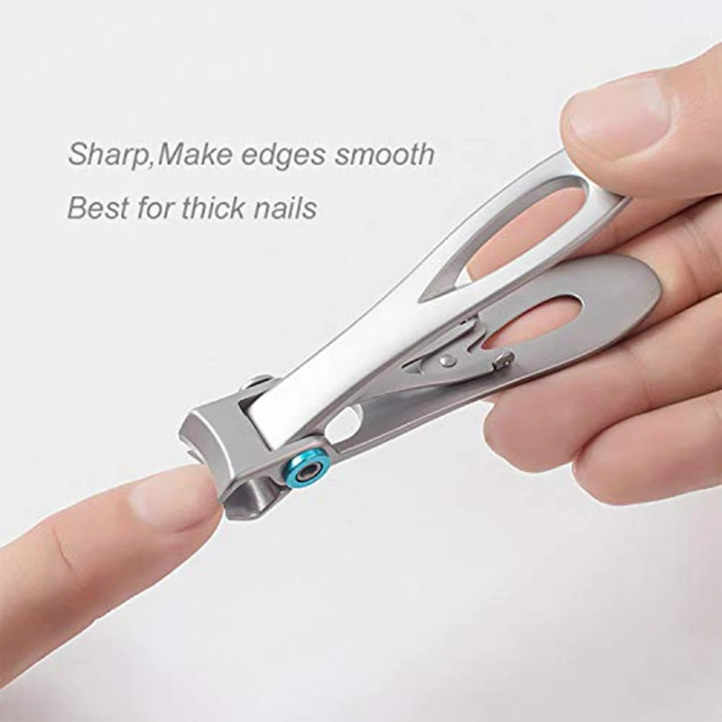 2X Nail Clipper Set Thick Toenail & Fingernail Cutter With Wide Jaw Opening Stainless Steel Kit For Men & Women Silver