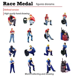 RM 1/64 Miniature Automobile Repairman Model Microlandscape Scene Micro Photography Resin DIY Minifiguras Garage Modification