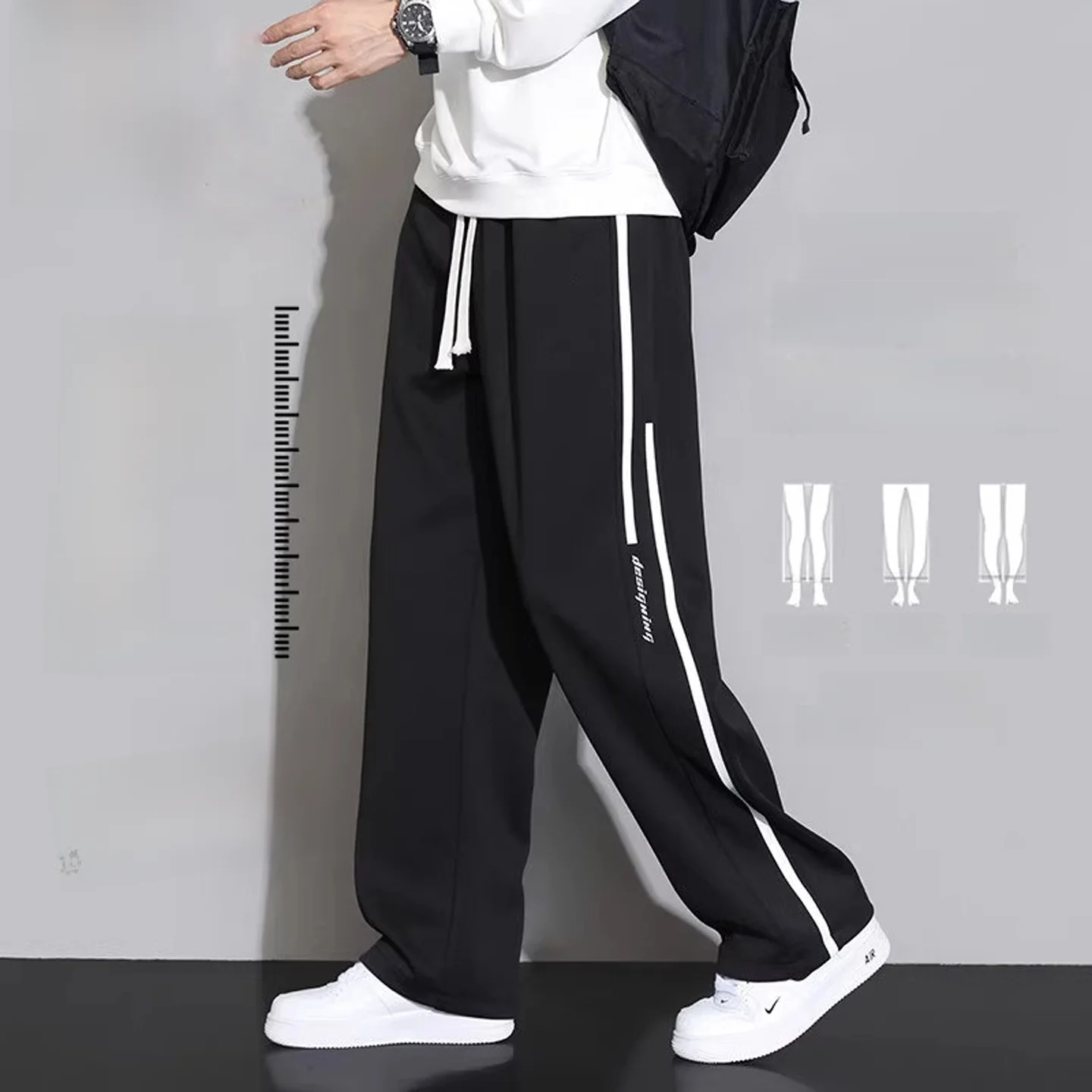 

Мужские повседневные брюки Nainilu: весенне-осенние, прямого кроя, спортивные, на флисовой подкладке, свободные, из полиэстера, не мнущиеся