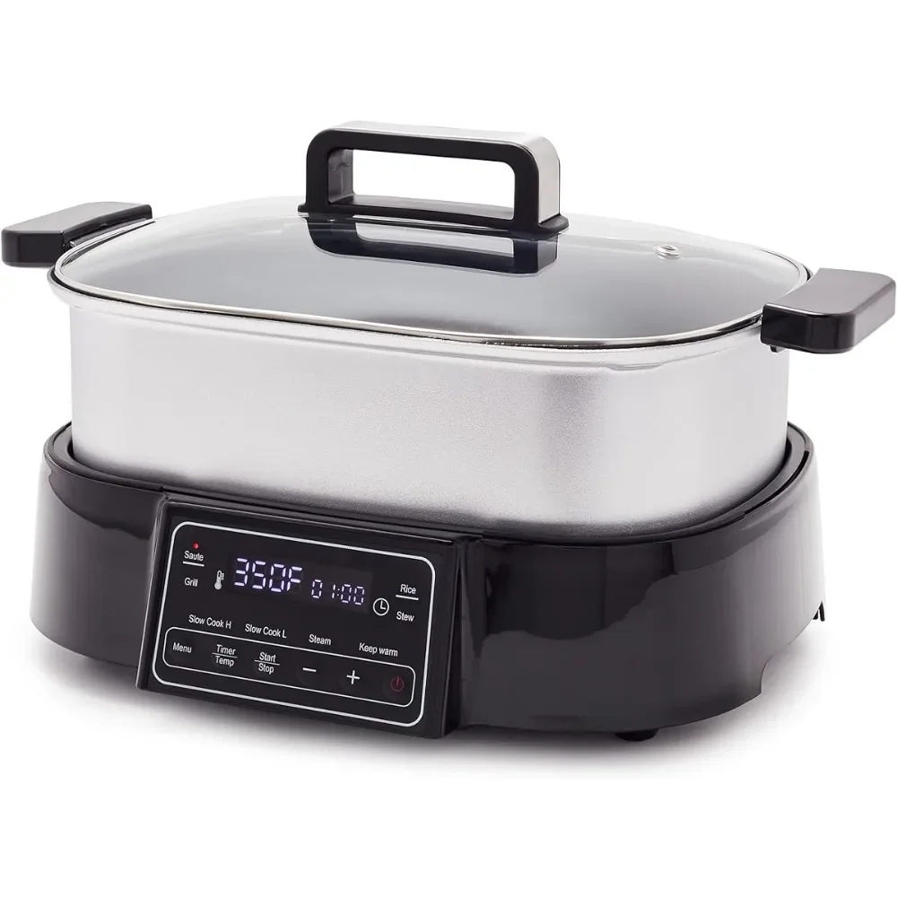 Stainless Steel 8-in-1,Presets to Saute Steam Stir-Fry and Cook Rice, Healthy Ceramic Nonstick and Dishwasher Safe ,LED Display