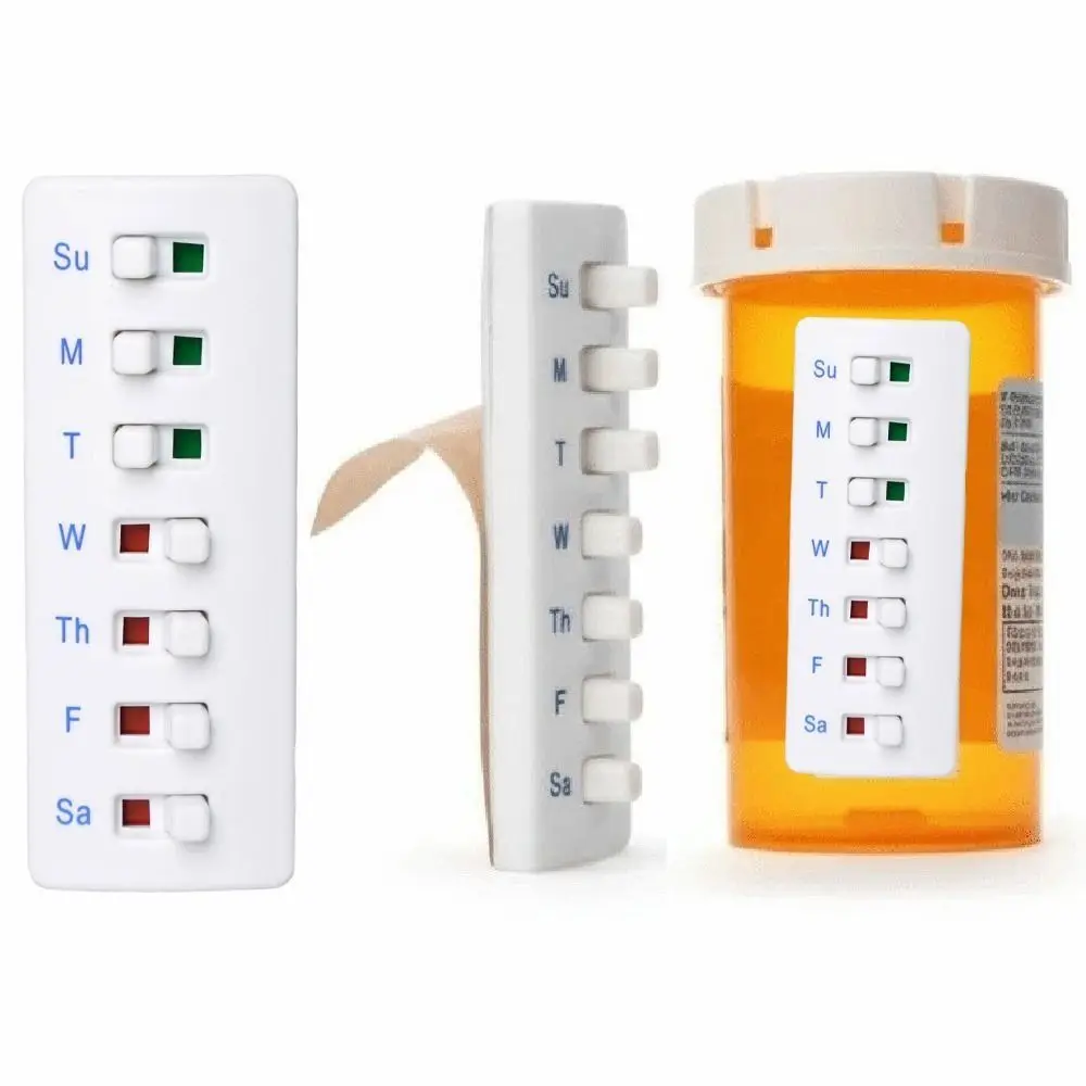 Curved-Back Reusable Pill Tracker Color-Coded Indicators Creative Pill Reminder Elderly Friendly Anti-Slide Design