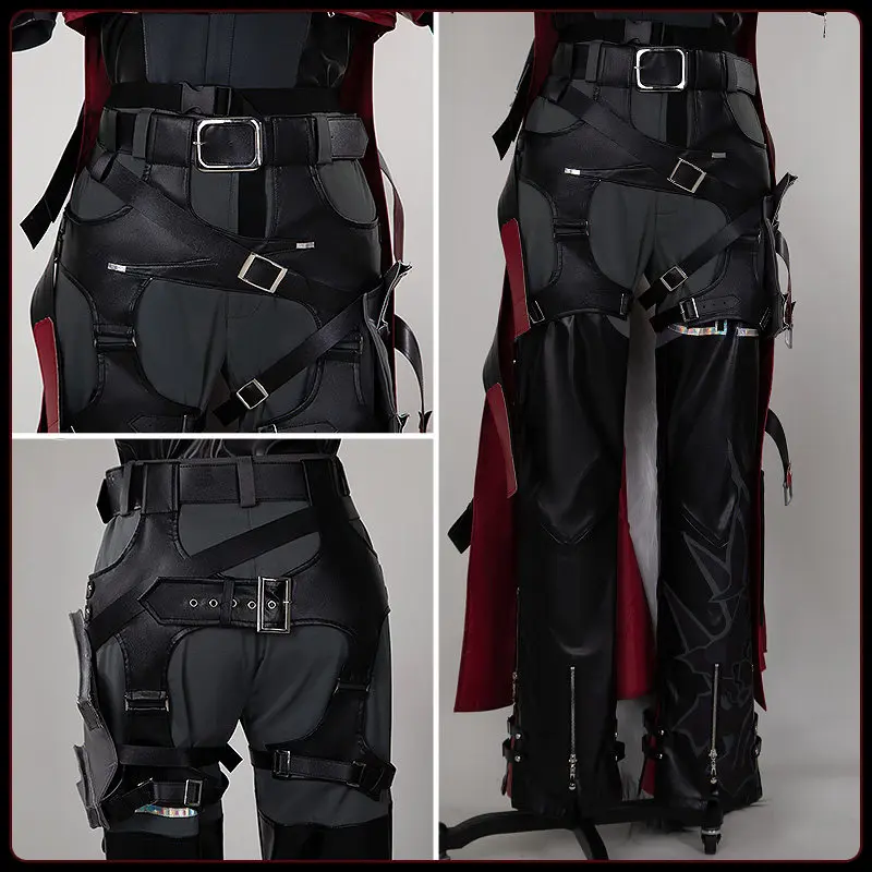 Arknights Endfield Wulfgard Cosplay Costume Game Outfit Full Set Red Black Street Style Costume with Wig Prop HCos view 5