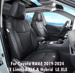 Customized Seat Covers Full Set for Toyota RAV4 2019-2024 LE Limited XLE AWD Hybrid RAV4 Front Rear PU Leather Seat Protectors