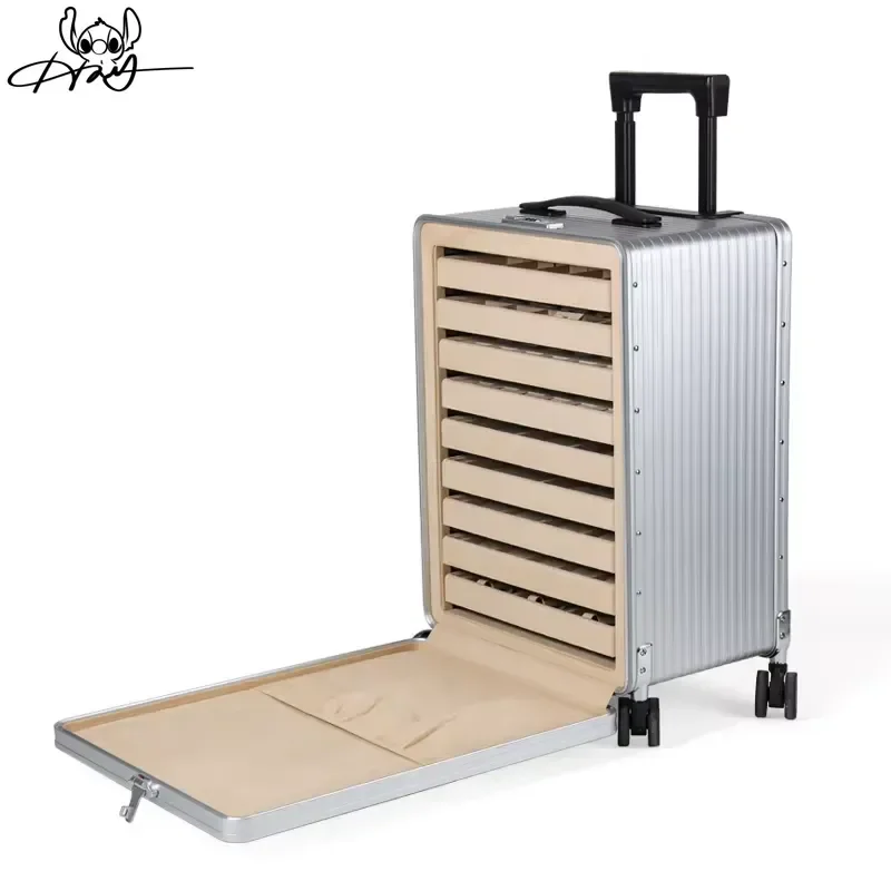 High Quality Aluminum Trolley Case Jewelry Box with Custom Display Tray for Professional Packaging and Storage