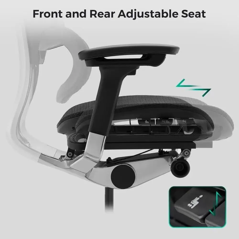 Ergo 743-Plus Adjustable High Back Office Chair Dynamic Lumbar Support 4D Armrests Breathable Mesh Heavy Duty Construction PU