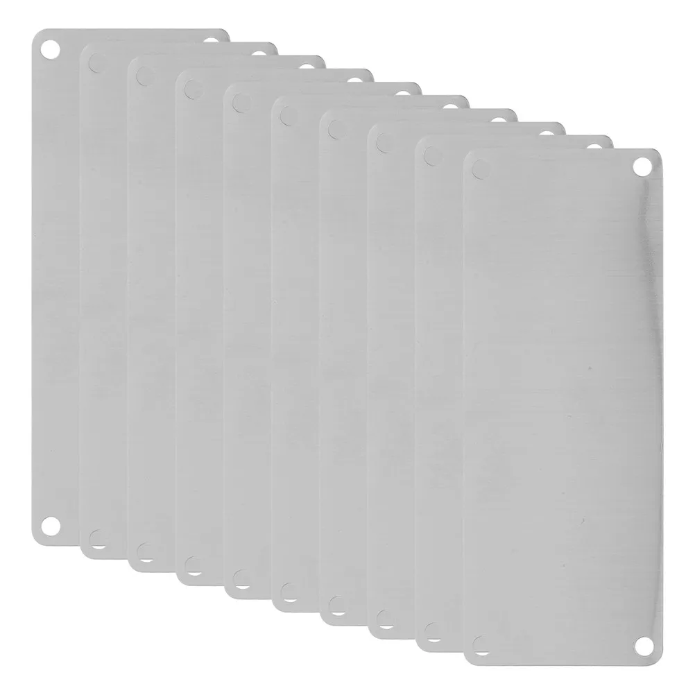 10 Stück Edelstahl-Namensschilder, rechteckig, zum Gravieren, 4 Löcher, DIY-Metallschilder, Namensschilder für Bürotüren