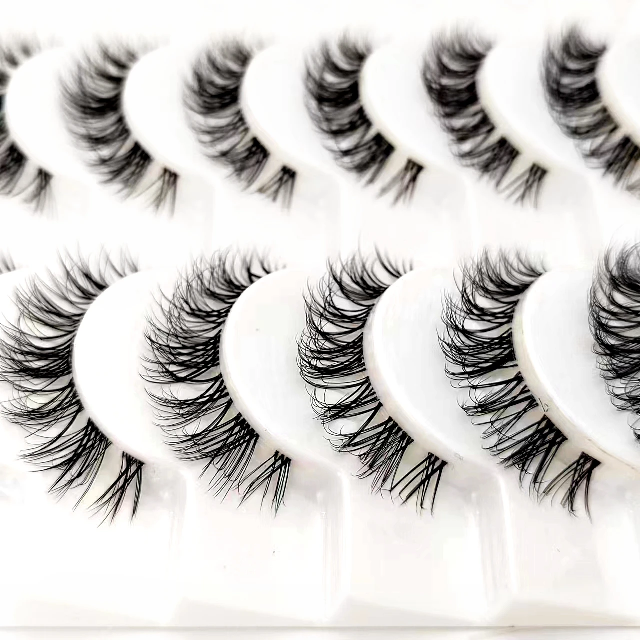 10pairs Eyelashes 3D Faux Mink Eyelashes Clear Band False Lashes Fluffy Soft Manga Lashes Wispy Natural Eyelash Extension Makeup