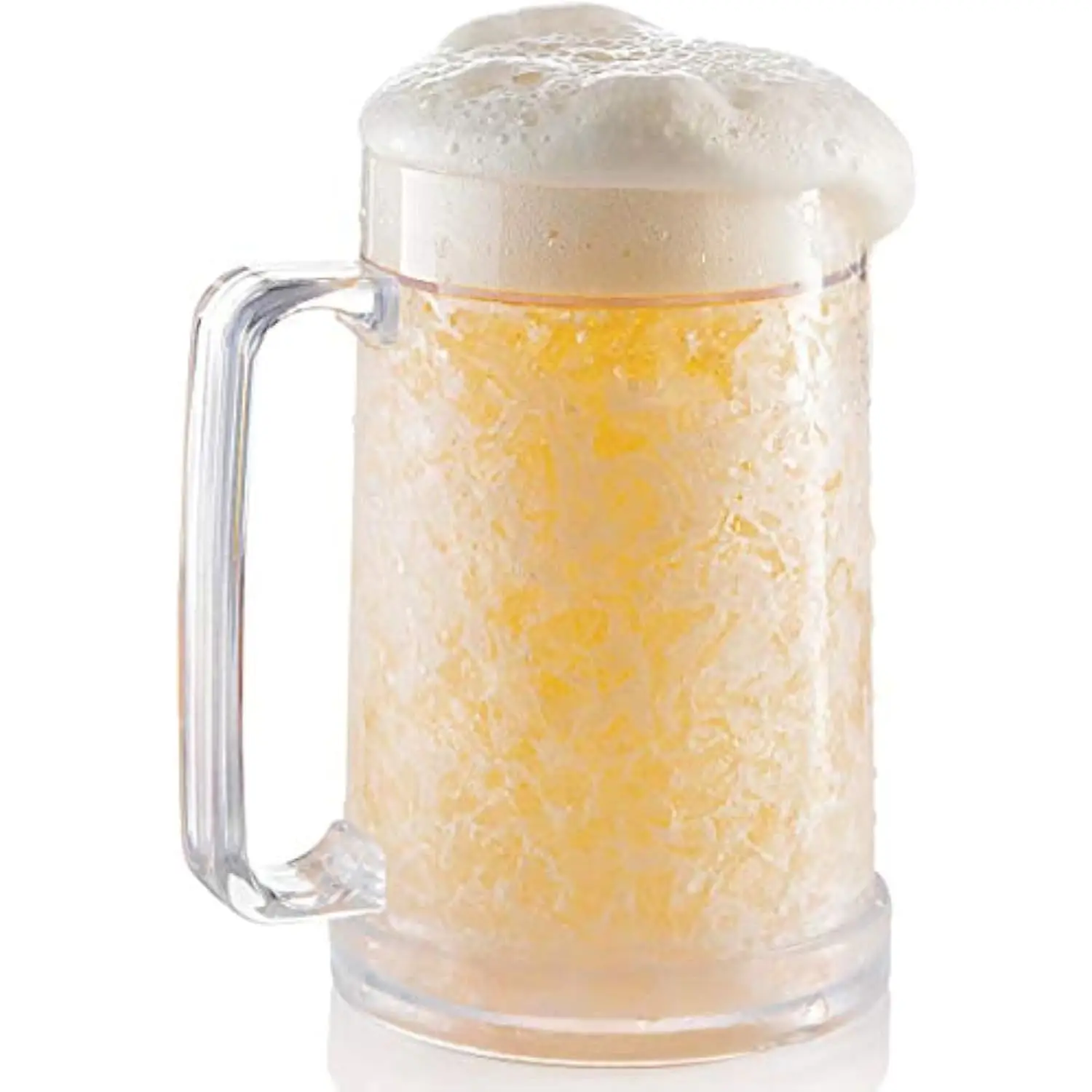 Freezer Beer Mug, Double Wall, Insulated Gel Plastic Pint Freezable Glass, 16oz, Chiller Frosty Cup, Frozen Ice Mug, Freezer Cup