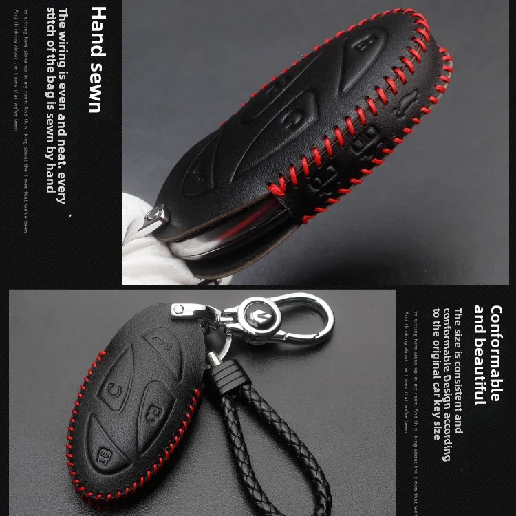 Applicable To Modern IONIQ 5N Key Cover, Genuine Leather, Modern IONIQ 5N Car Remote Control Protection Key Case, Keychain.