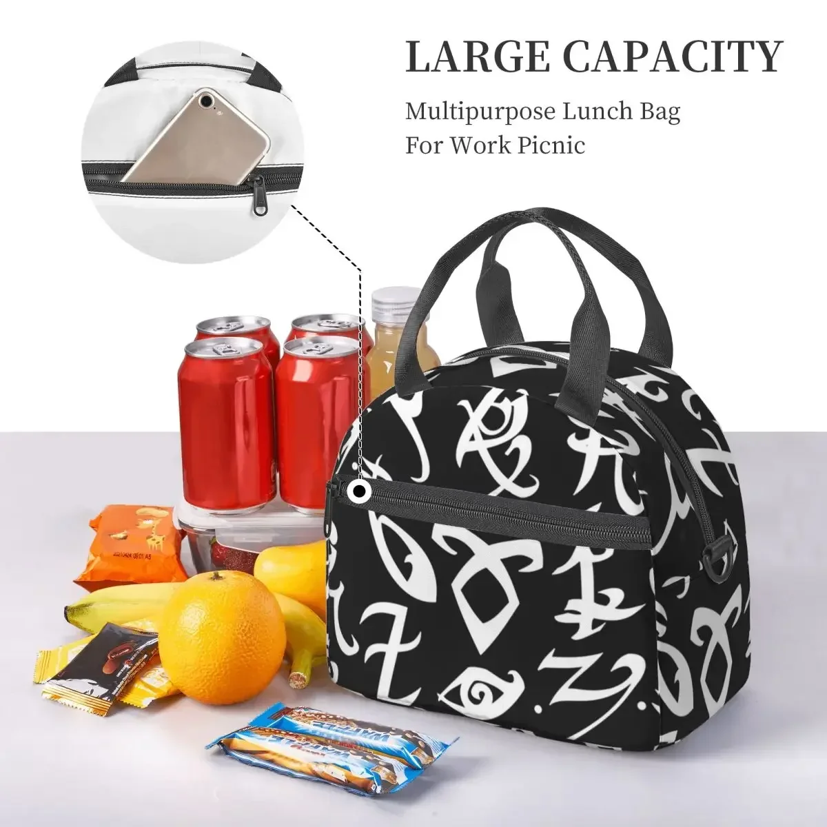 Shadowhunters, Shadowhunters Runes, Mortal Instruments Insulated Lunch Bag Picnic Storage Food Boxes Cooler Thermal Lunch Box