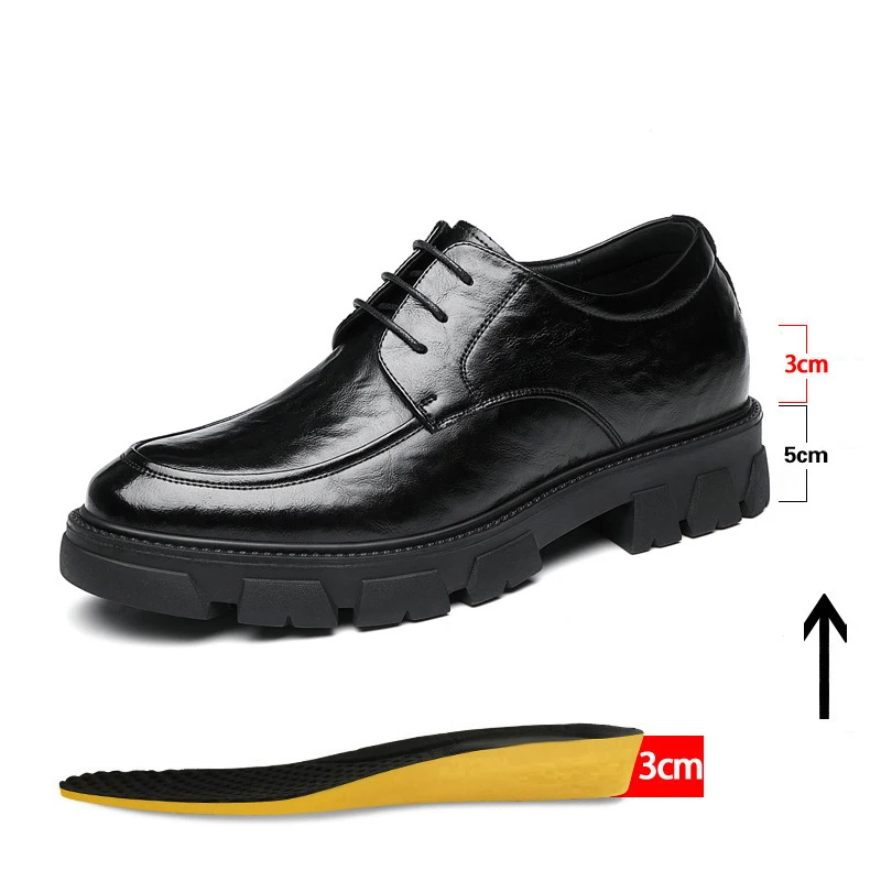 Men Dress Shoes Elevator Shoes Platform High Heels Height Increase Business Casual Man Heightening Shoes 10 8CM Moccasins Taller