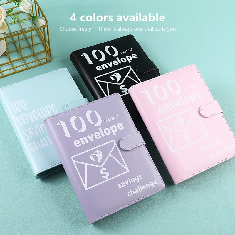 1PC 100 Envelopes Money Saving Challenge Budget Binder Password Lock Money Saver For Cash Cost Expense Organizer Notebook Binder