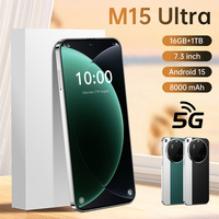 2025 M15 Ultra Original Mobile Phones 4G 5G Dual SIM Cellphone 7.3inch Smartphone Android14 Global Version 8000mAh Cell Phone