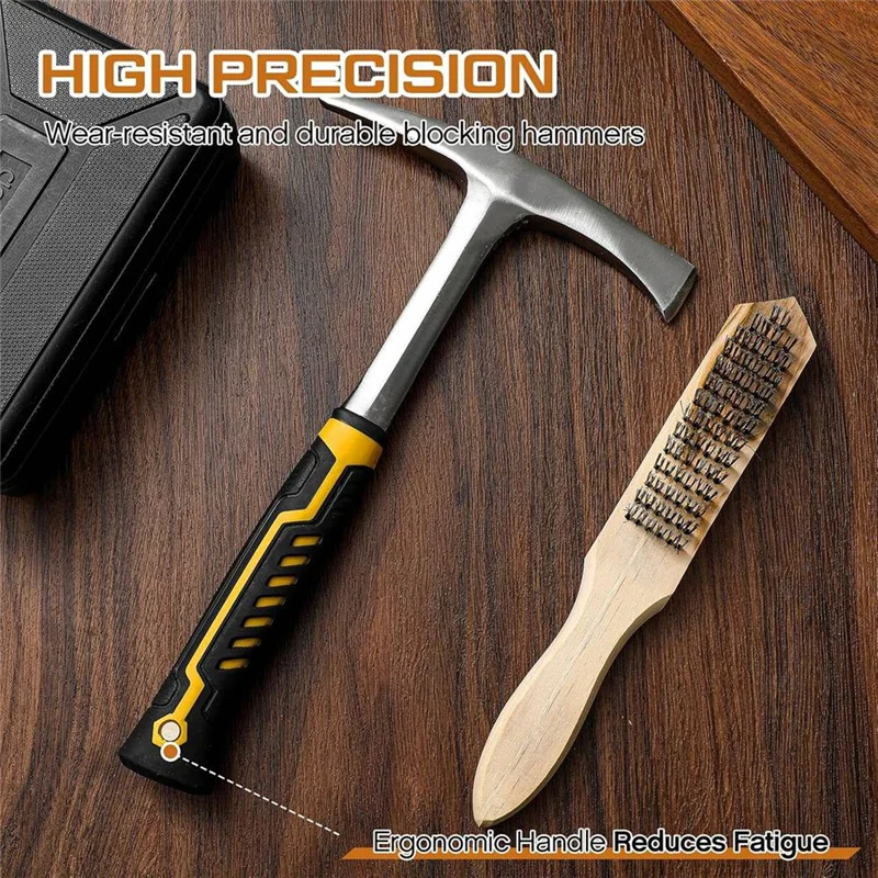 

AB11-Welding Chipping Hammer And Wire Brush, Heavy Duty Steel Slag Hammer With Wiring Brush Sslag Removal Tool For Welders
