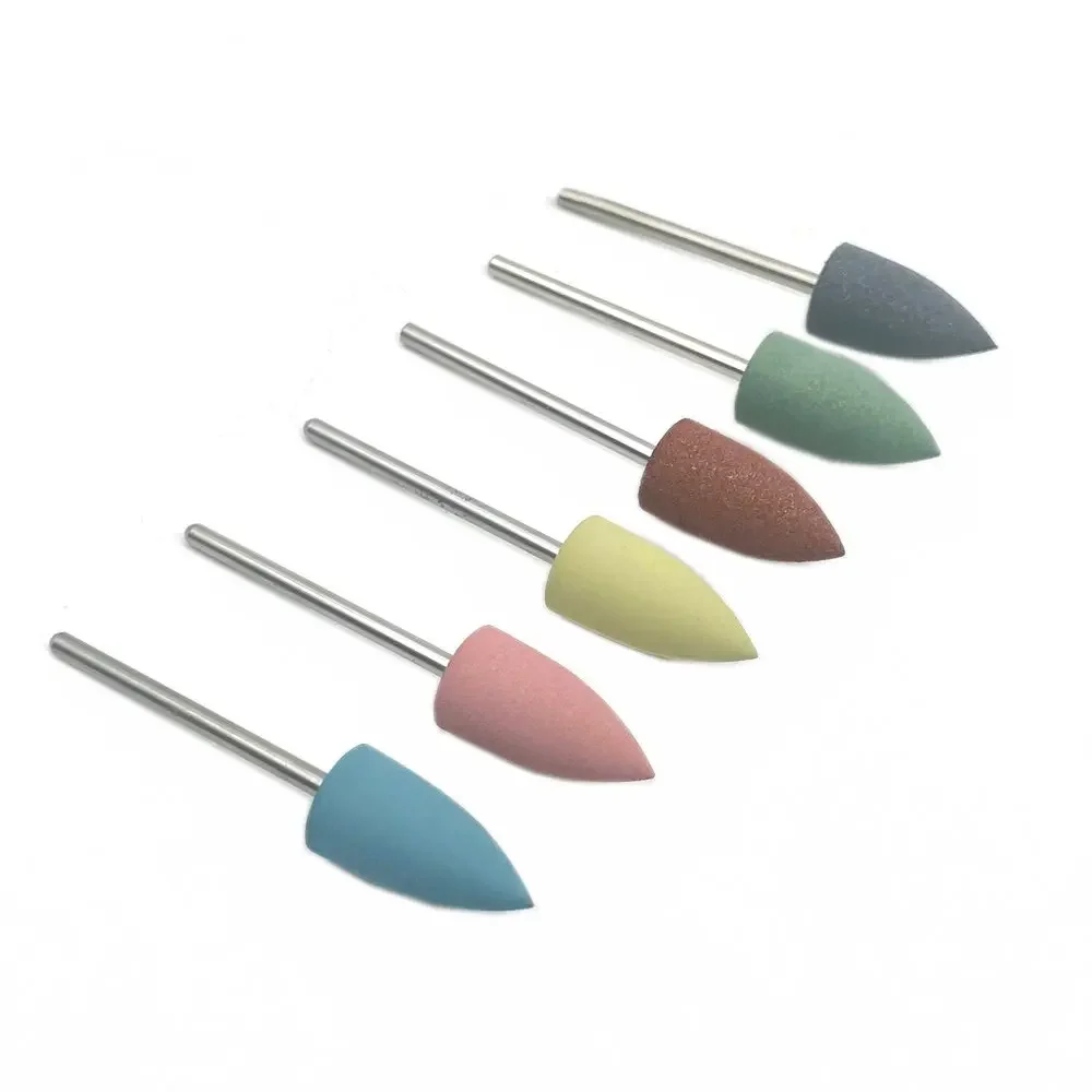 Polidor dentário de silicone e borracha, brocas para manicure elétrica, haste 2,35mm, 6 ou 10 peças