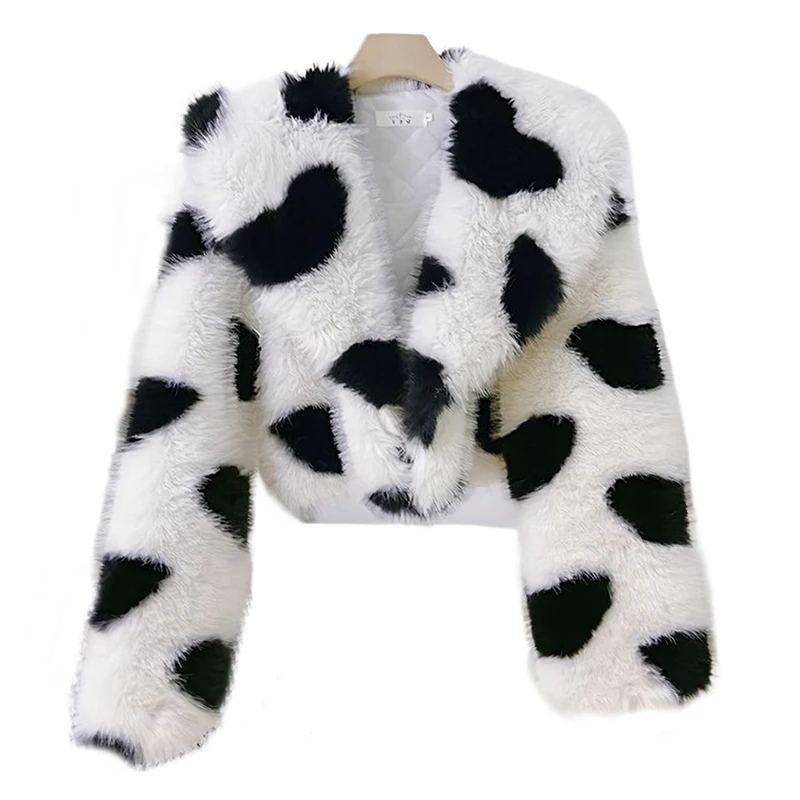 

Шуба Женская куртка Короткая шаль, темно-синий воротник, меховая одежда в форме сердца