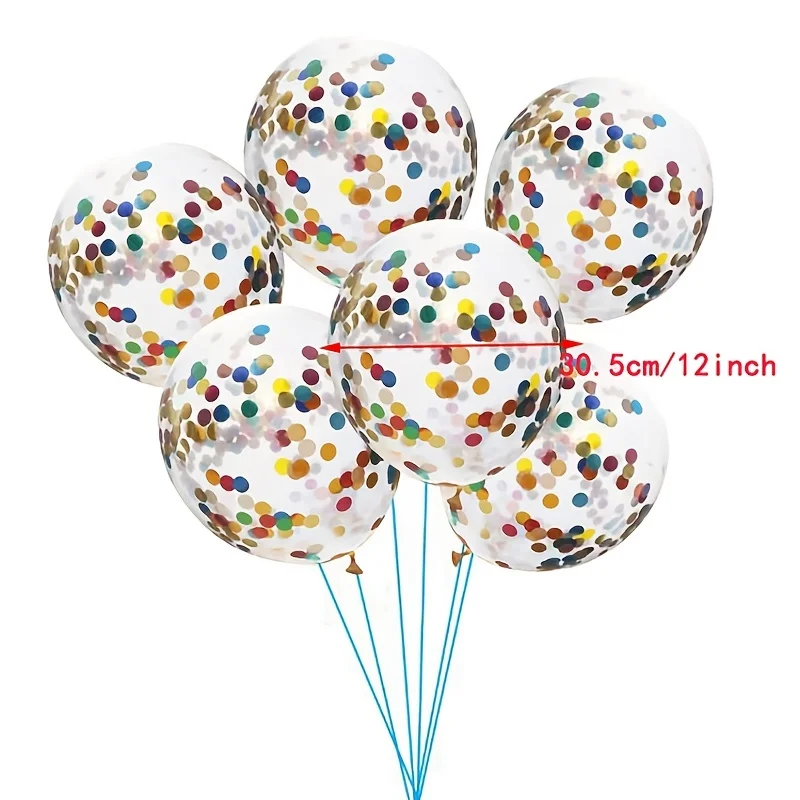 10PCS of 12 inch transparent colored confetti balloons, colored aluminum foil sequin balloons, children\'s birthday decorations