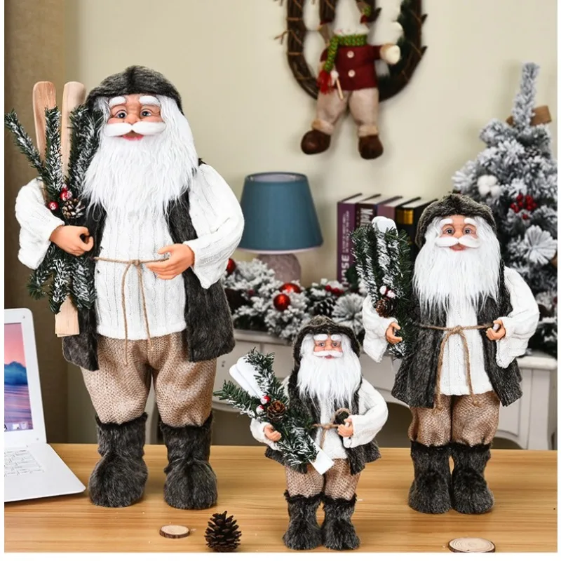 Big size New 35/45cm Santa Claus Doll 2023 Christmas Home Decoration Kids Gift Navidad Christmas Home Standing Santa Decoration