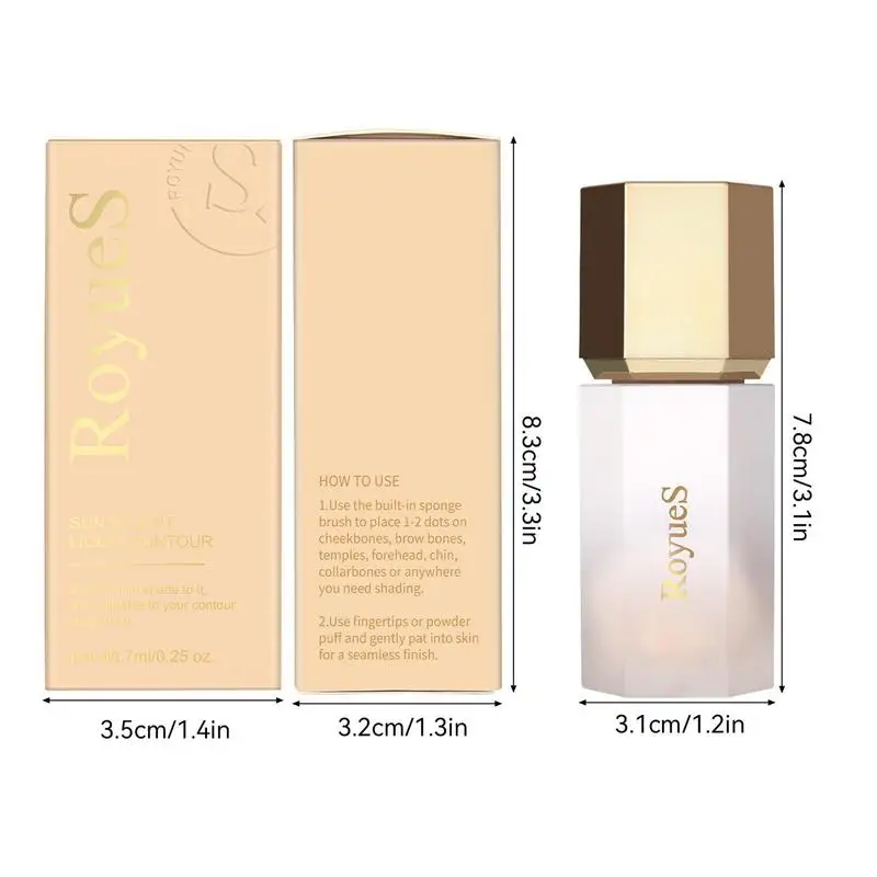 Crema correctora hidratante para resaltar, bronceador líquido, contorno facial de belleza para herramientas de maquillaje, maquillaje para citas en casa y viajes, 7ml