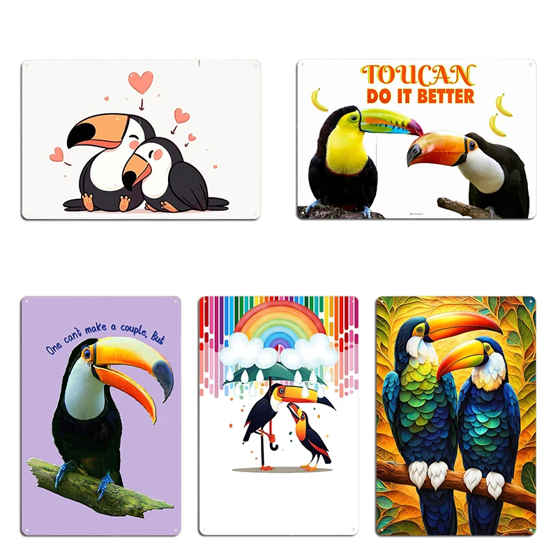 Toucan Couple Metal Plaque Personalized Wall Mural Cave Wall Cave Club Party Toucan Lover Tin Sign Poster