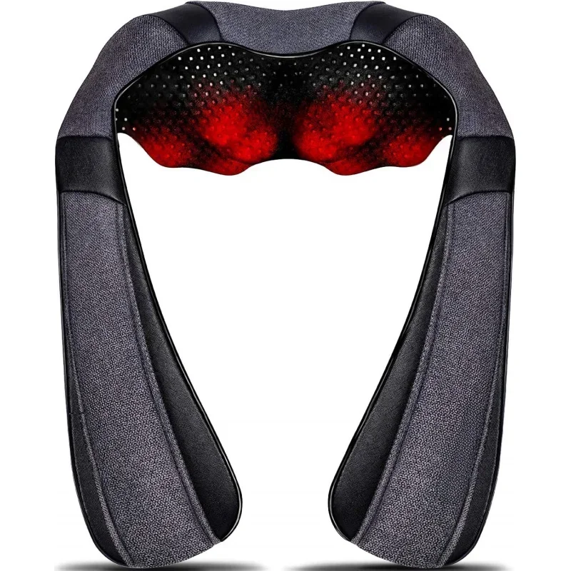 Neck Massager with Heat, Shiatsu Shoulder Massager, Electric Kneading Back Massager, Massage Pillow for Pain Relief Deep Tissue,