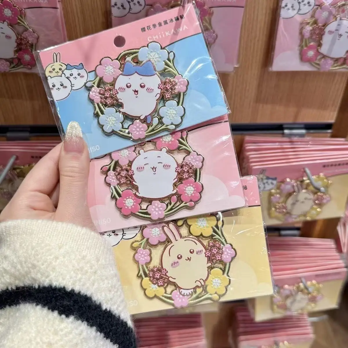 جديد Chiikawa أنيمي الكرتون Usagi المحيطة زهر الكرز الموسم المعادن المغناطيسي الثلاجة ملصق جمال عالية لطيف هدية #2