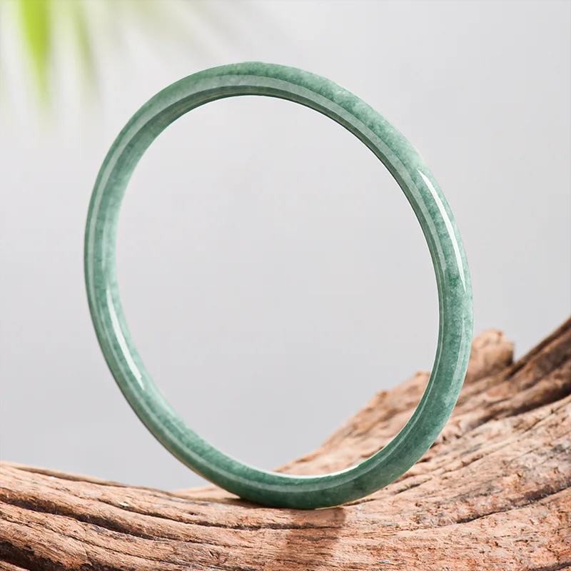 Natural Burmese Jadeite Bracelet Bangle Real Jade Designer Accessories Carved Gemstone Amulet Fashion Vintage Gifts for Women