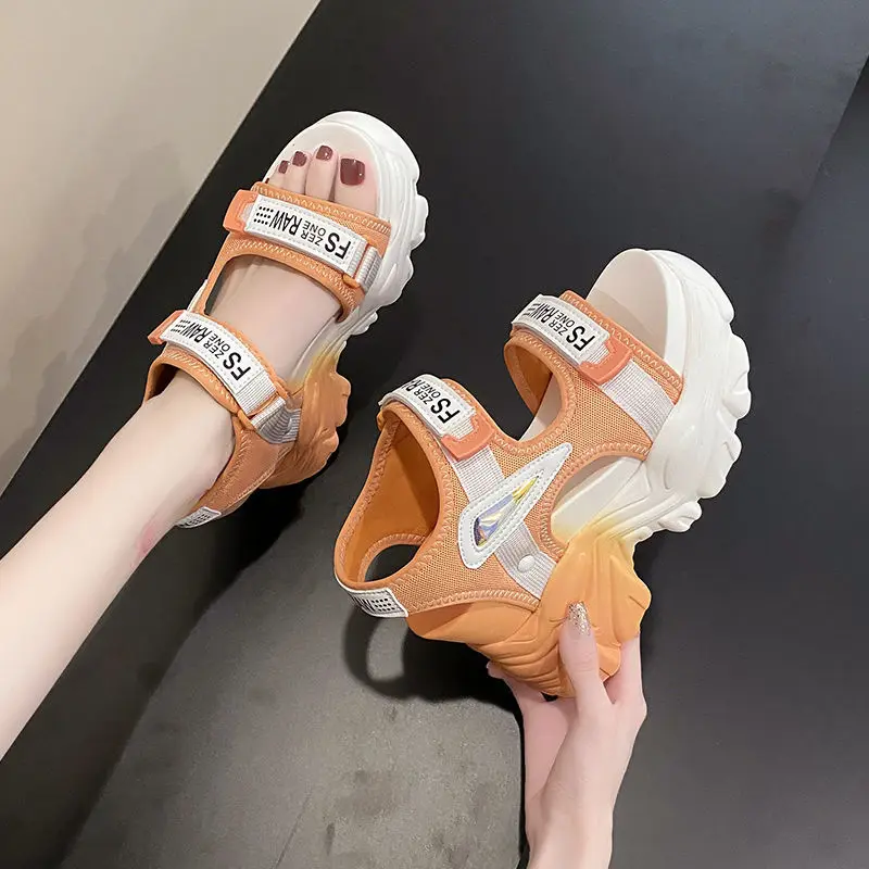 Platform Sandals Women 2022 New Summer Chunky High Heels Female Wedges Shoes for Women Fish Toe Red Sandalia Feminina