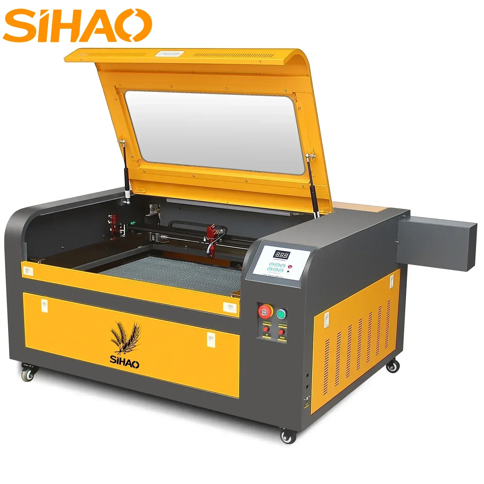 SIHAO เครื่องแกะสลักเลเซอร์เลเซอร์แกะสลัก CO2 50W 60W 80W 100W สําหรับผ้าอะคริลิคไม้งานศิลปะไม้เครื่องมือ