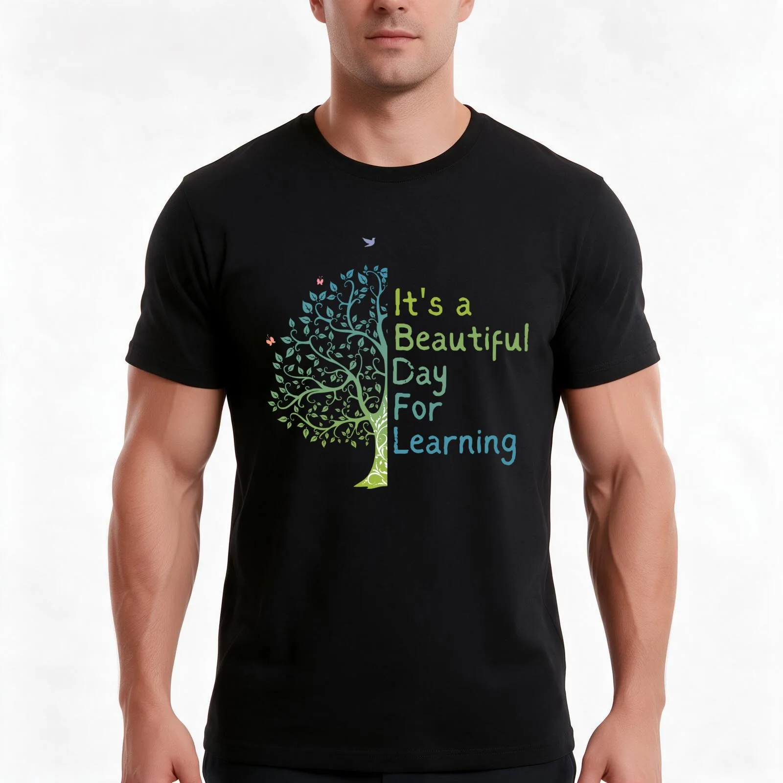 It's Beautiful Day For Learning Retro Teacher Students.... T-Shirt Summer Casual Cotton Tee Unisex Men Women