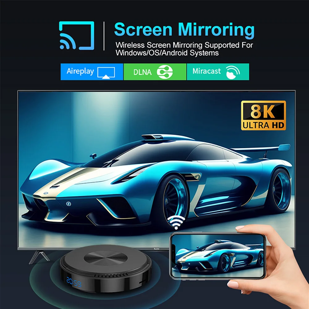 Velec صندوق التلفزيون الذكي مع جهاز التحكم عن بعد الصوتي Android 14 2 + 16 GB معالج رباعي النواة لمشغل الوسائط الترفيهي المنزلي NETFLIX Youtube