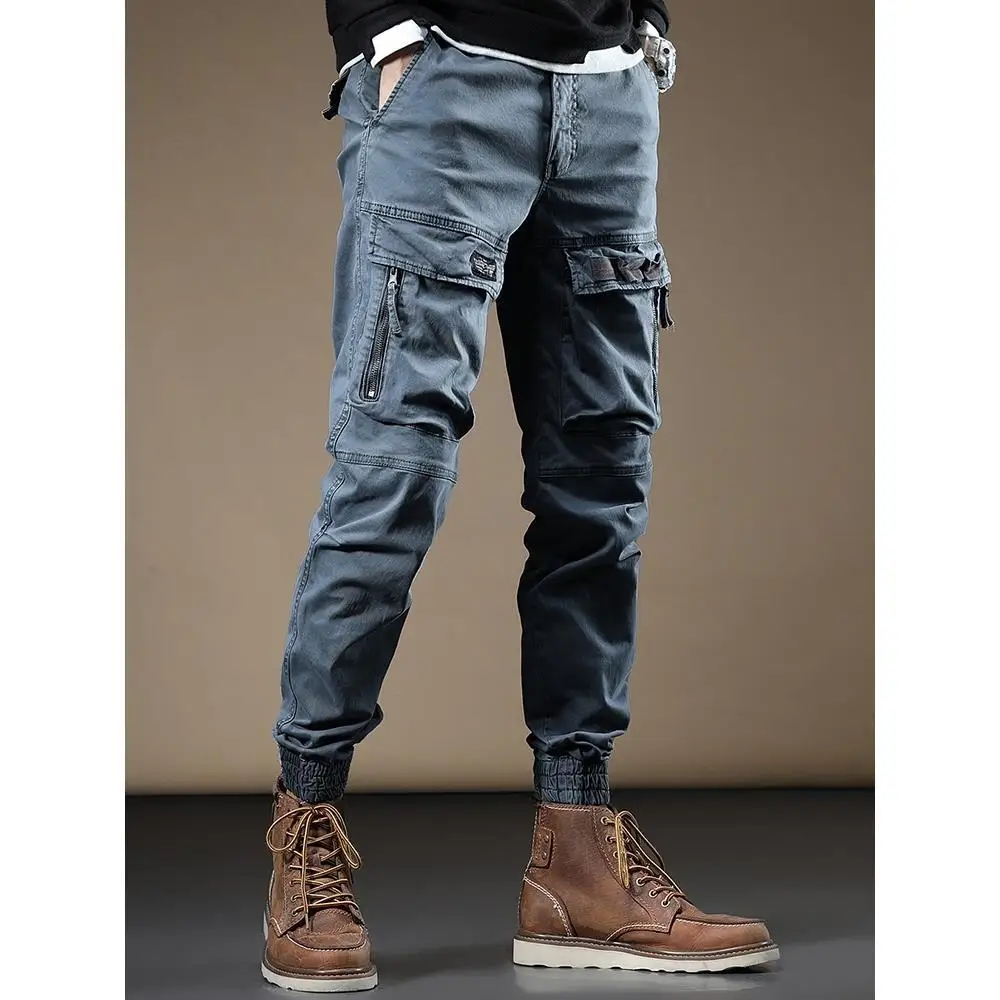New arrive men’s light luxury cargo pants,multi-pockets harem pants,outdoors sports tactical pants,slim-fit casual jeans pants;