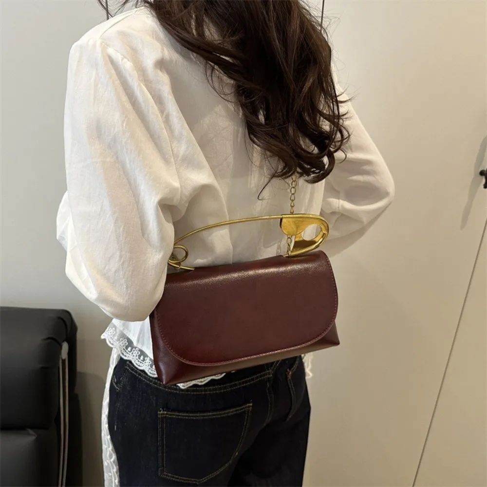 

Модная винтажная сумка-мессенджер из ПУ кожи в форме зажима для бумаг, универсальная маленькая квадратная сумка через плечо с индивидуальным дизайном