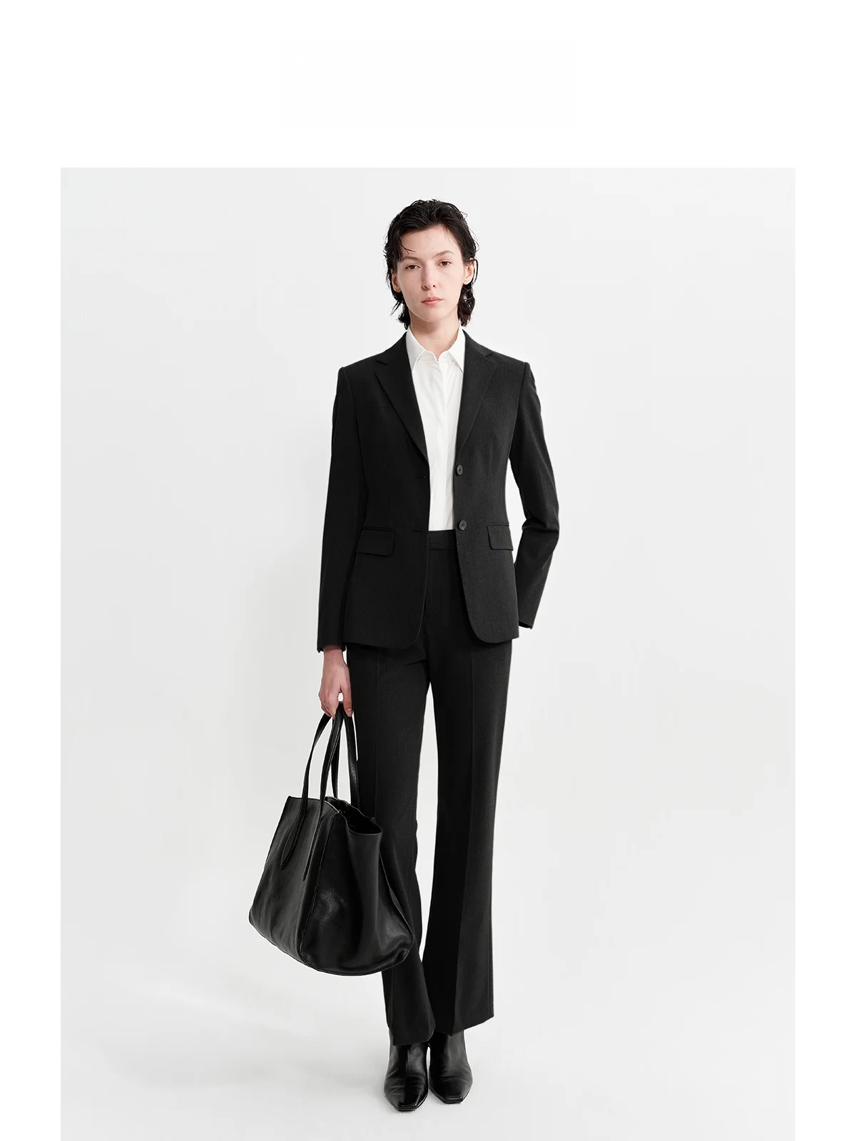 

LeLenth Profional Slim Fit Two Button Suit Set for Women Interview Workwear Casual Commute Busin Breathable Polyester