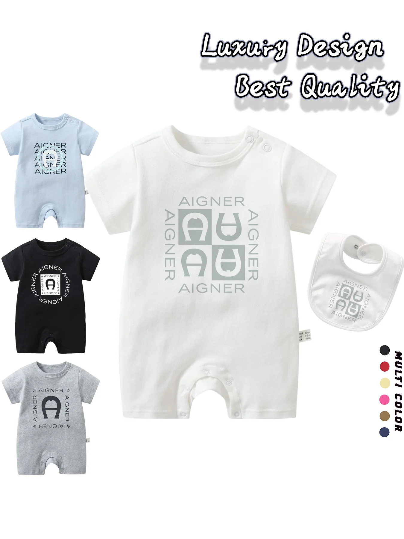 Newborns Clothes Baby Rompers 2025 Summer Hot Sale Infant Short sleeve Bib Scarf 2Pcs Set Soft Toddler Boy Jumpsuit %100 Cotton