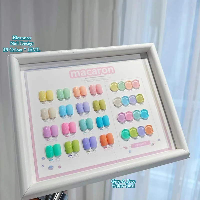 16 Colors Macaron Gel Nail Polish UV LED Soak Off Long Lasting Nail Art Varnish Manicure Salon DIY Decoration