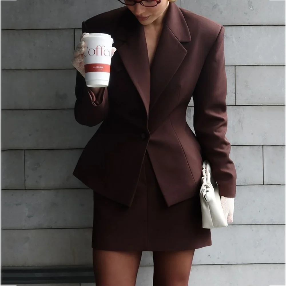 

Бордовый женский костюм с лацканами, модный обычный приталенный костюм на одной пуговице, изысканный наряд высокого качества, офисный женский элегантный комплект