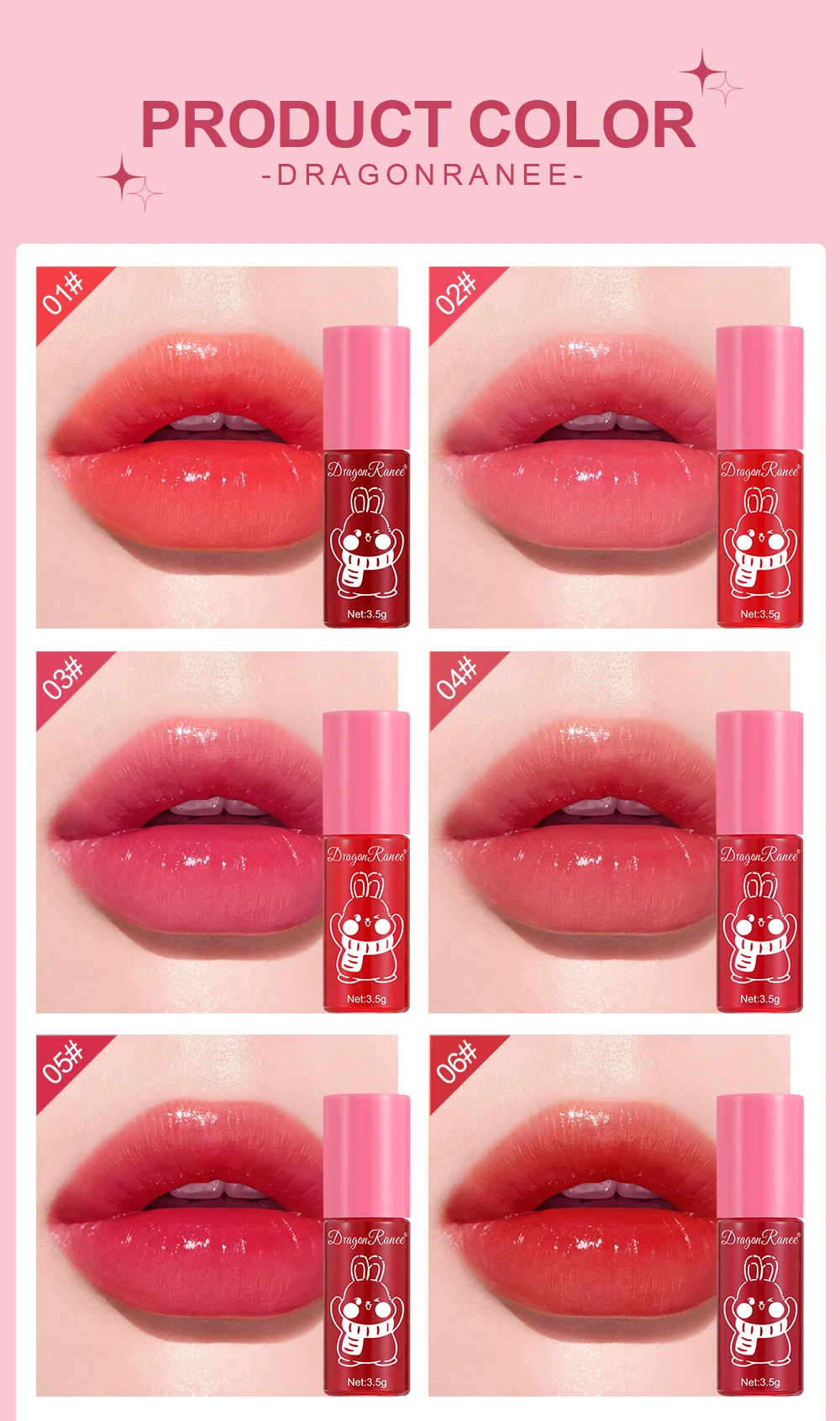 Lip Gloss Set of Ten, Mirror-Like, Glossy, Plumping, Brightening, Complexion-Enhancing Lipstick, Moisturizing, Non-Stick, Long-Lasting Lip Gloss